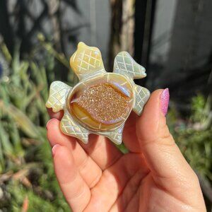 Orange Agate Druzy Turtle Crystal